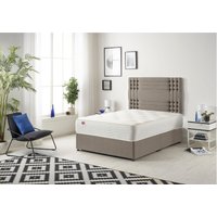 Somnior Flexby Tweed Fabric Divan Bed with Orthopeadic Sprung Memory Foam Mattress & Headboard in Brown | Size: Single