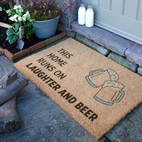 Artsy Mats Laughter & Beer Doormat (90 x 60cm) in Brown | Size: 90 cm x 60 cm