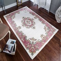 Cream Handmade Traditional Easy to clean Border Floral Area cm x 280 cm