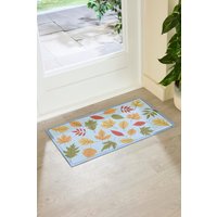 Artsy Mats Autumn Colour Leaves Indoor Outdoor Doormat (70 x 40cm) in Light Blue | Size: 40 cm x 70 cm