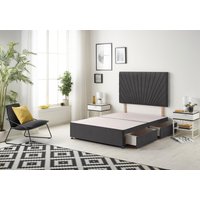 Somnior Platinum Divan Bed Base With 4 Drawers & Headboard Plush in Black | Size: Super King