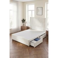 Somnior Eleanor Divan Bed 2 Drawers & 54" Floor Standing Headboard Velvet in White | Size: Small Single