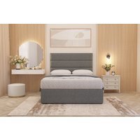 Somnior Chambery Linen Fabric Hybrid Pocket Sprung Orthopaedic Divan Bed Set with Upholstered Headboard in Mid Grey | Size: King