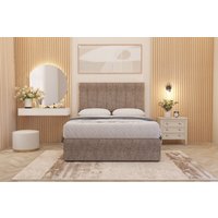 Somnior Austin Tweed Fabric Divan Bed Set with Midnight Pocket Spring Mattress & Headboard in Brown | Size: King
