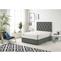 Somnior Premier Divan Bed with 24Cm Deep Mattress & Headboard In Linen Fabric in Dark Grey | Size: Small Double