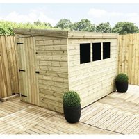 Marlborough 8 x 4 Pressure Treated Reverse Garden Shed with Single Door in Natural