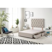 Somnior Premier Divan Bed Base With 4 Drawers & Headboard Plush in Silver | Size: Double