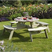Cheshire Deluxe Round Picnic Garden Table in Light Oak