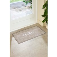 Artsy Mats Mocha Brush Hello Indoor Outdoor Doormat (70 x 40cm) in Beige | Size: 40 cm x 70 cm