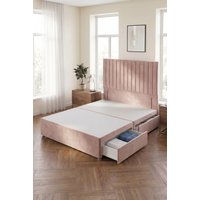 Somnior Eleanor Divan Bed 2 Drawers & 54" Floor Standing Headboard Velvet in Pink | Size: Double