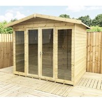 Marlborough 10 x 10 Pressure Treated Summerhouse with Long Windows in Natural