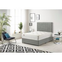 Somnior Platinum Ortho Sprung Memory Foam Mattress with Divan Bed with Headboard Linen Fabric in Silver | Size: Small Single