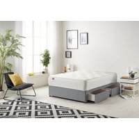 Somnior Ziggy Plush Velvet Divan Bed With 4 Drawers & Sprung Memory Foam Mattress in Charcoal | Size: Small Double
