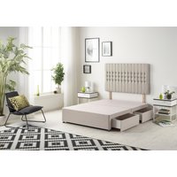 Somnior Galaxy Divan Bed Base With 4 Drawers & Headboard Plush in Silver | Size: King