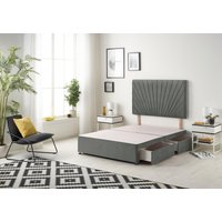 Somnior Platinum Divan Bed Base With 4 Drawers & Headboard Linen in Dark Grey | Size: Double