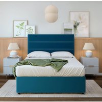Bedmaster Signature Platinum 2000 Pocket Sprung Plush Velvet 2 Drawer Divan Set & Headboard in Blue | Size: Small Single