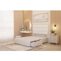 Somnior Chambery 2 Draw Divan Bed Frame with Headboard Plush Velvet in White | Size: Double