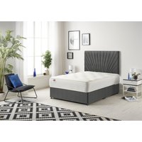 Somnior Platinum Ortho Sprung Memory Foam Mattress with Divan Bed with Headboard Tweed Fabric in Charcoal | Size: Double