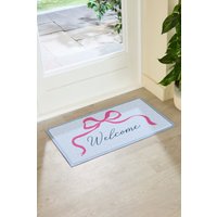 Artsy Mats Welcome Bow Indoor Outdoor Doormat (70 x 40cm) in Blue | Size: 40 cm x 70 cm