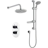 Clifton Chrome Shower with Wall Hung Slide Rail Kit & Overhead Drencher in Silver
