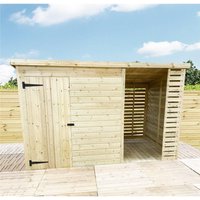 Marlborough 14 x 4 Pressure Treated Pent Shed With Storage Area in Natural