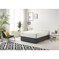 Somnior Tweed Fabric Divan Bed with Sprung Memory Foam Mattress in Black | Size: Super King