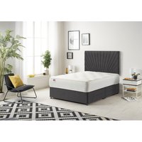 Somnior Platinum Ortho Sprung Memory Foam Mattress with Divan Bed with Headboard Plush Fabric in Black | Size: Small Single