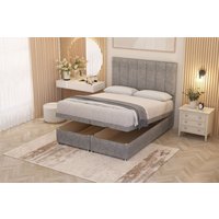 Somnior Austin Tweed Fabric End Opening Ottoman Bed Set with Midnight Mattress in Grey | Size: Super King
