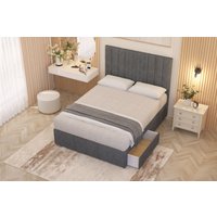 Somnior Alexas Plush Velvet 2 Drawer Divan Bed Set with Midnight Pocket Sprung Mattress & Headboard in Silver | Size: Double