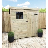 Marlborough 5 x 4 Pressure Treated Pent Garden Shed with Single Door in Natural