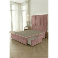 Somnior Austin 2 Drawer Divan Bed Base & 54" Floor Standing Headboard Velvet in Pink | Size: Super King