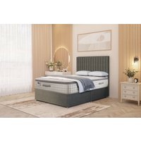 Somnior Eleanor Linen Divan Bed Set with Pillowtop Mattress & 54" Headboard in Mid Grey | Size: Small Single