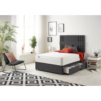 Somnior Flexby Sprung Memory Foam 2 Drawer Divan Bed with Upholstered Headboard Plush Velvet in Black | Size: Single