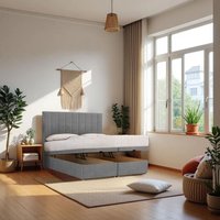 Knight Sleep Paris End Opening Ottoman & Orthopaedic Mattress + 24" Headboard in Silver | Size: Double