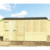 Marlborough 12 x 4 Pressure Treated High Eaves Reverse Apex Shed with Single Door in Natural