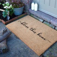 Artsy Mats Bless This Home Doormat (90 x 60cm) in Brown | Size: 90 cm x 60 cm