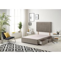 Somnior Platinum Divan Bed Base With 4 Drawers & Headboard Tweed in Brown | Size: King