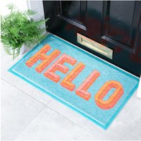 Artsy Mats Hello Doormat (70 x 40cm) in Blue | Size: 40 cm x 70 cm