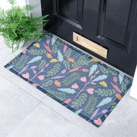Artsy Mats Blue Leaves Indoor Outdoor Doormat (70 x 40cm) | Size: 40 cm x 70 cm