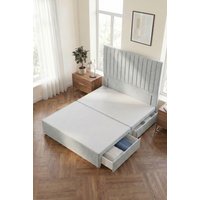 Somnior Eleanor Divan Bed 2 Drawers & 54" Floor Standing Headboard Linen in Light Grey | Size: Super King