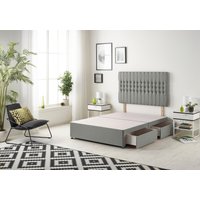 Somnior Galaxy Divan Bed Base With 4 Drawers & Headboard Linen in Silver | Size: Small Double