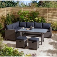 Cheshire 8 Seater Grey & Blue Cushion Corner Dining Set