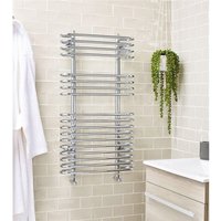 Clifton Chrome Vertical Bathroom Towel Radiator 916mm (H) x 500mm (W) in Metallic Silver