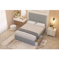 Somnior Alexas Linen Fabric Midnight Pocket Sprung Divan Storage Bed with 4 Drawers & Headboard in Light Grey | Size: King