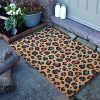 Artsy Mats Multi Colour Leopard Print Doormat (90 x 60cm) in Brown | Size: 90 cm x 60 cm