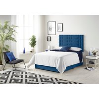 Somnior Bliss Sprung Memory Foam 2 Drawer Divan Bed with Upholstered Headboard Plush Velvet in Navy | Size: Small Double