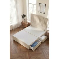 Somnior Eleanor Divan Bed 2 Drawers & 54" Floor Standing Headboard Linen in Beige | Size: Single