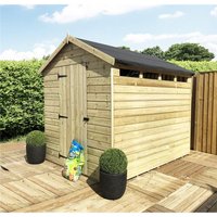 Marlborough 10 x 6 Security Pressure Treated Apex Shed with a Single Door in Natural