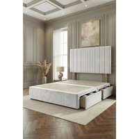 Somnior Alexas 2 Drawers Divan Bed with 30" Upholstered Headboard Plush Velvet in White | Size: King