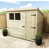Marlborough 8 x 3 Pressure Treated Pent Garden Shed with Single Door in Natural